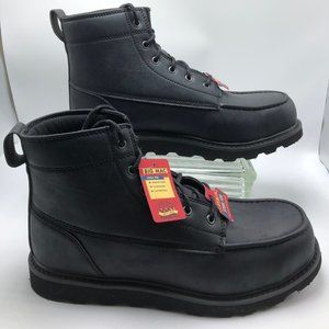 Big Mac Men's Black Leather Steel Toe Boots 12M